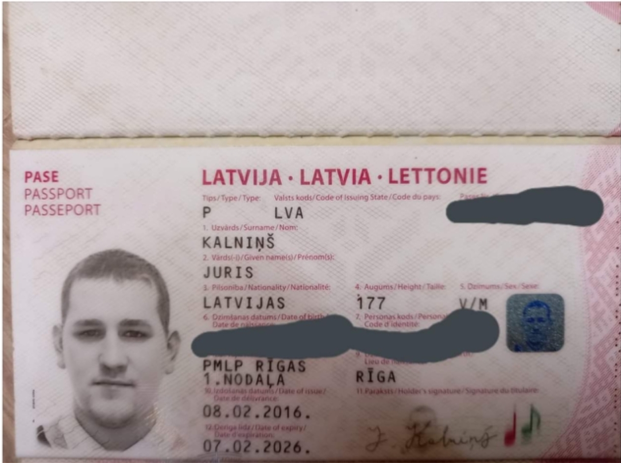Pase passport Juris Kalniņš id karte